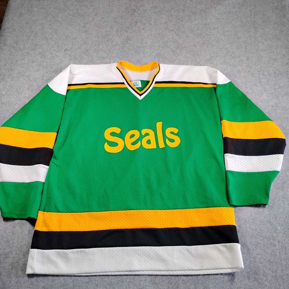 Pro Athletic California Golden Seals Hockey Jersey Men XL Green Vintage USA Made